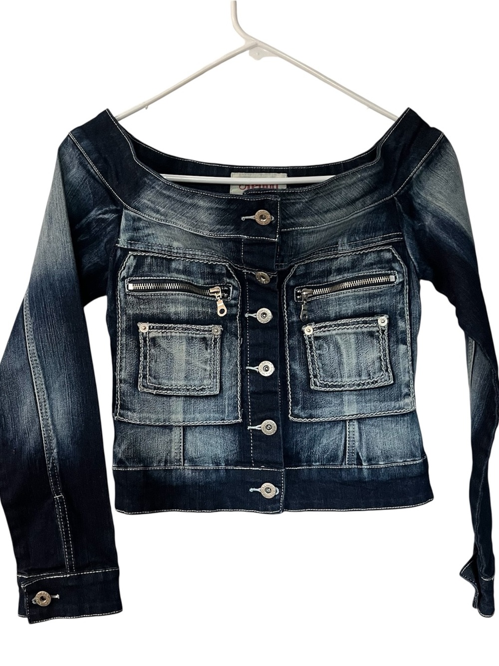 Y2K Off The Shoulder Denim Jacket